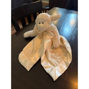 Bearington Baby Collection Lamby Cream Lamb Plush Satin Lovey Security Blanket
